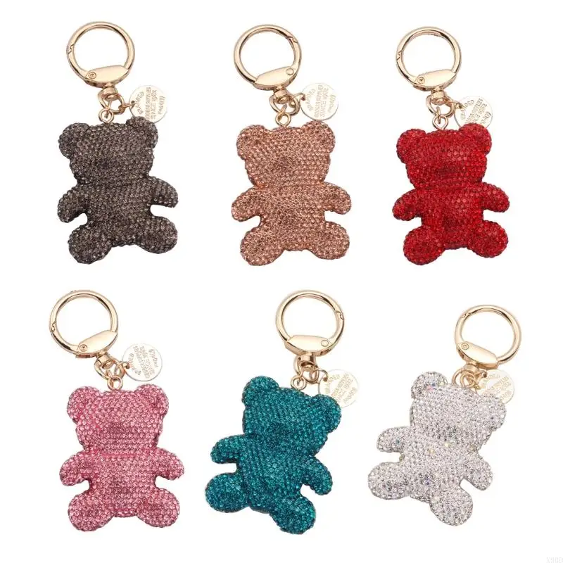 

X90D Cartoon Bear Keyring Hanging Ornament Car Keychain Pendant for Bag Decorations
