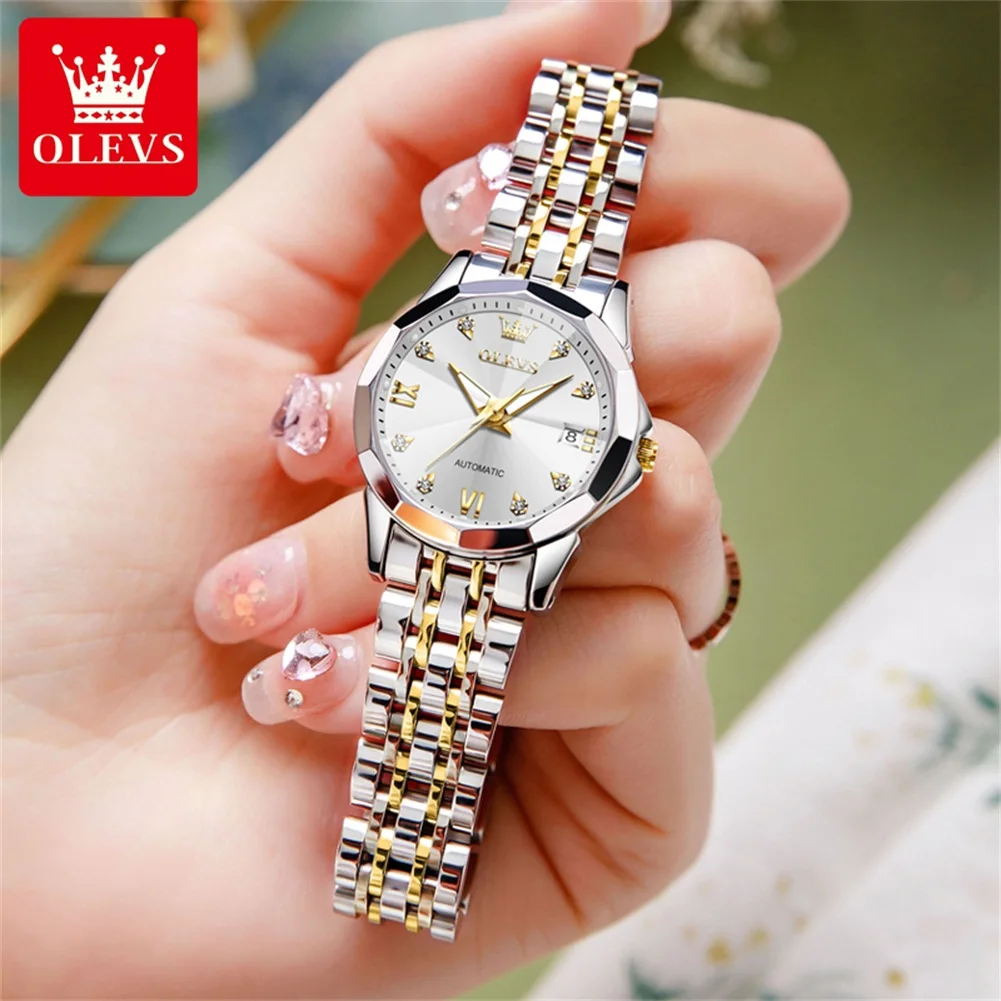 OLEVS Brand Women's Watch Fully Automatic Mechanical Watch Calendar Business Style Waterproof 9982