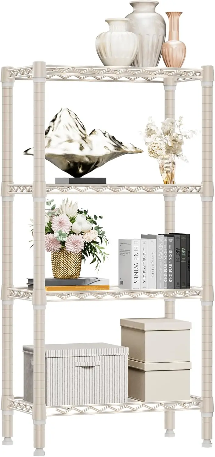 

Сверхмощные металлические полки для хранения с 4 полками, регулируемая проволочная полка, светло-коричневый, 11,8 дюйма Д x 23,6 дюйма Ш x 47,5 футов В