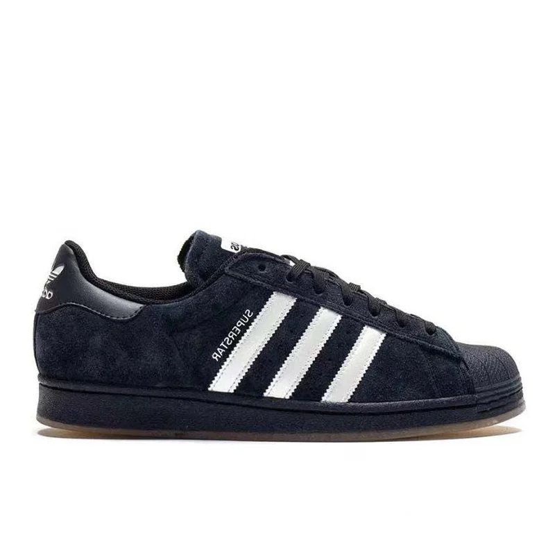 Adidas Origins SUPERSTAR round toe comfortable, wear-resistant, breathable low top board shoes for men and women in black