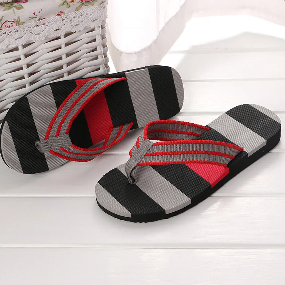 Herren Hausschuhe Mode Streifen Farbe Kollision Flip Flops rutsch feste atmungsaktive Freizeit