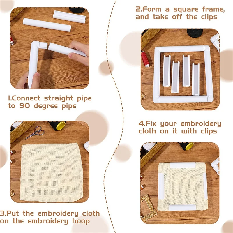 AC23-Square Embroidery Hoop Frames White Rectangular Hoop Embroidery Snap Frame DIY Sewing Tools For Quilting Silk-Painting