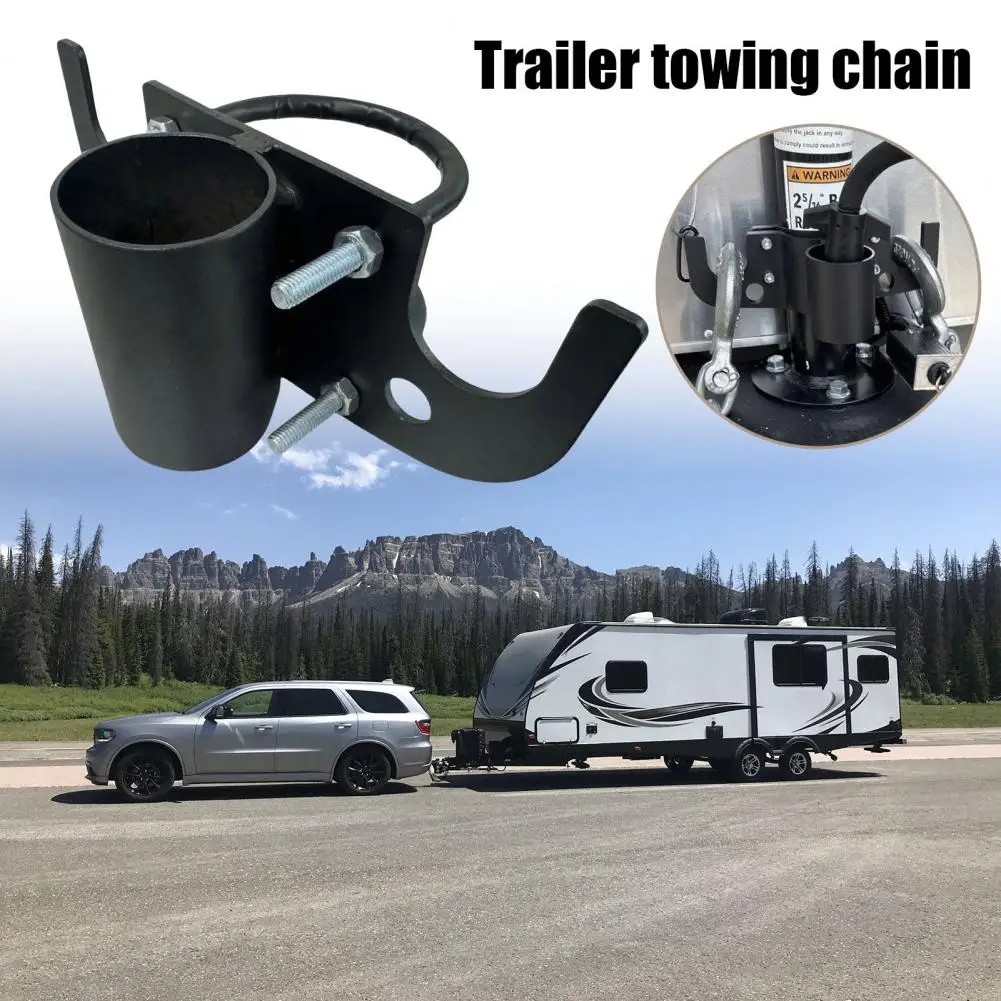 Trailer Plugs Organizer Heavy Duty Aluminum Trailer Tow Chain Holder Rust-proof Towing Chain Organizer with 7-way Plug Cover Rv