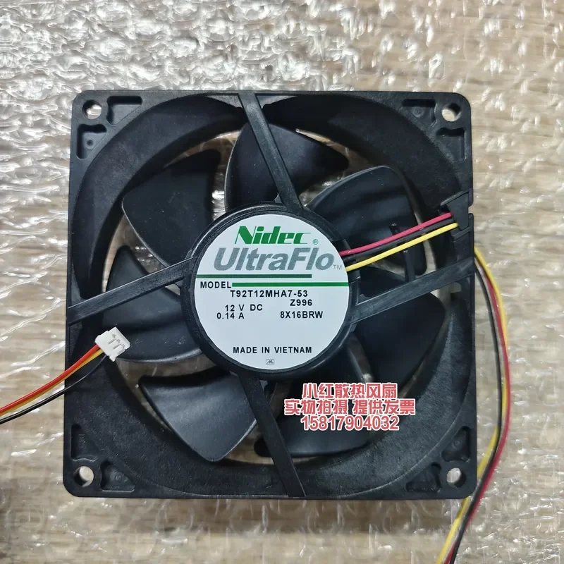 for T92T12MHA7-53 Z996 NIDEC 9025 9CM 12V 0.14A 3 Wire Cooling Fan