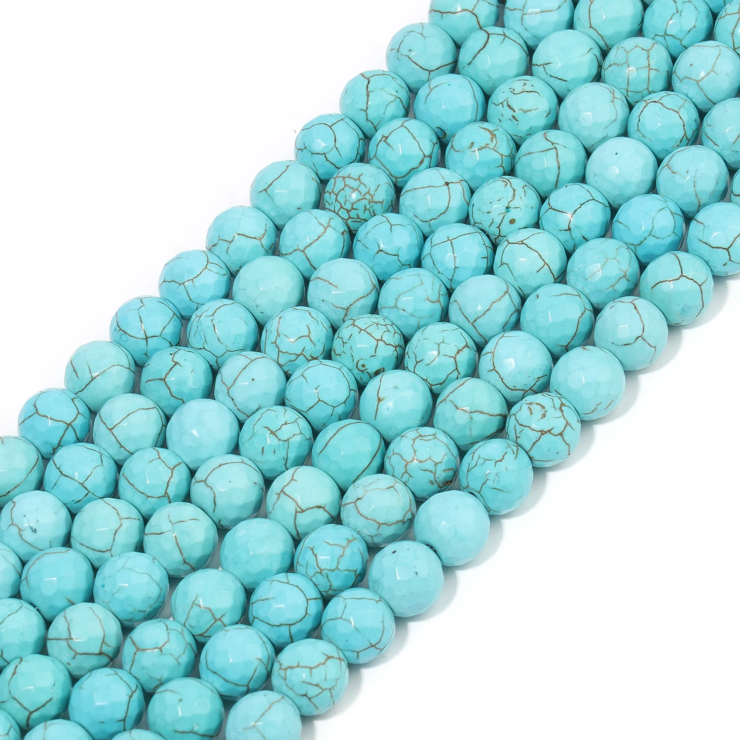 Natural Faceted Stone Turquoise  Howlite Beads Round Beads for Jewelry Making DIY Handmade Bracelet Necklace 4/6/8/10/12mm 15'' image 6