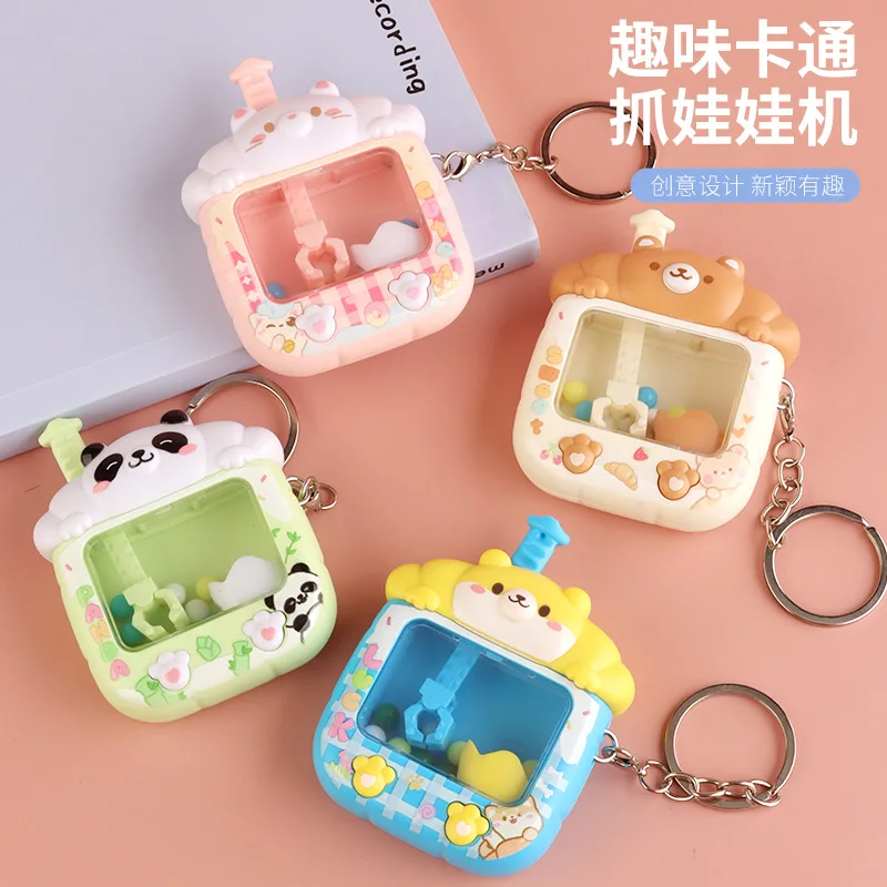 Chaveiro de Brinquedo Máquina de Garra Mini Panda Cartoon e Shiba Inu, Pingente Gacha