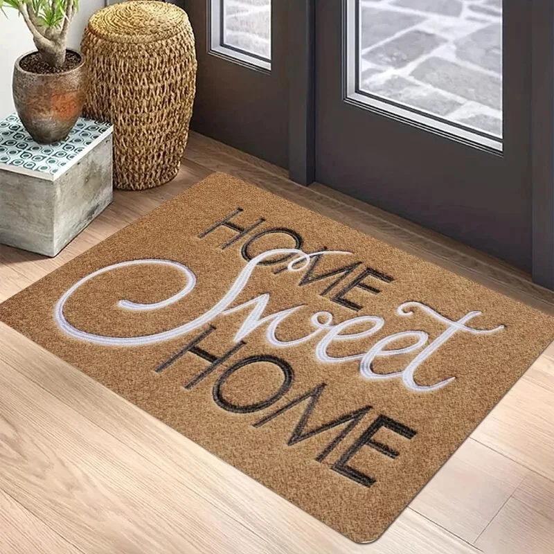VIKAMA Warmth English Slogan Welcome Doormat Anti-Slip Wear-Resistant Indoor Outdoor Entrance Carpet Home Decor