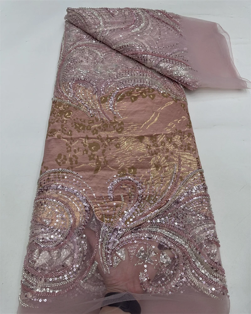 고품질 독특한 디자인 나이지리아 수제 자수 네트 레이스 스팽글 여성 이브닝 드레스용