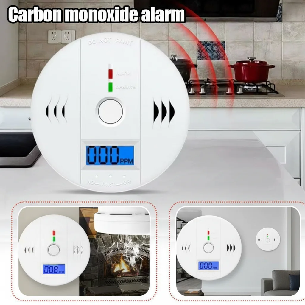 Home Wireless Carbon Monoxide Alarm Smoke Detector with LCD Display Toxic Gas Leak Fire Sound Alarm Co Detector