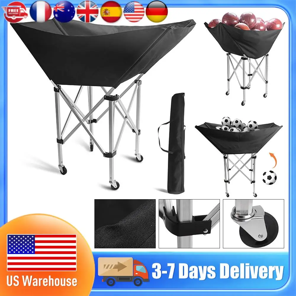

Collapsible Hammock Ball Cart with Wheels Multisport Ball Caddy Holder with Carry Bag Holds Up To 28 Balls for Sports Training ﻿