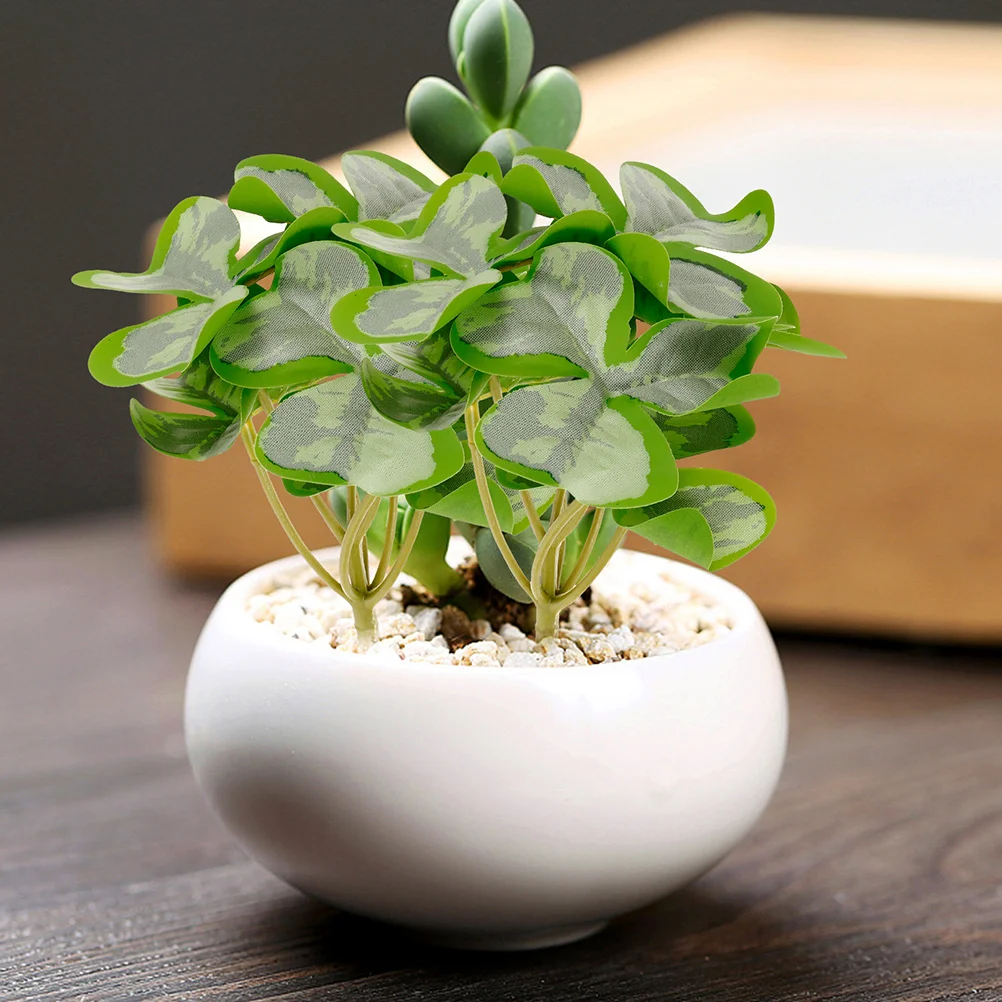 5 قطعة ينبع شامروك الاصطناعي نابض بالحياة ديكور مكتب المنزل فو الخضرة الجدول المركزية داخلي باقة أوراق فو #2