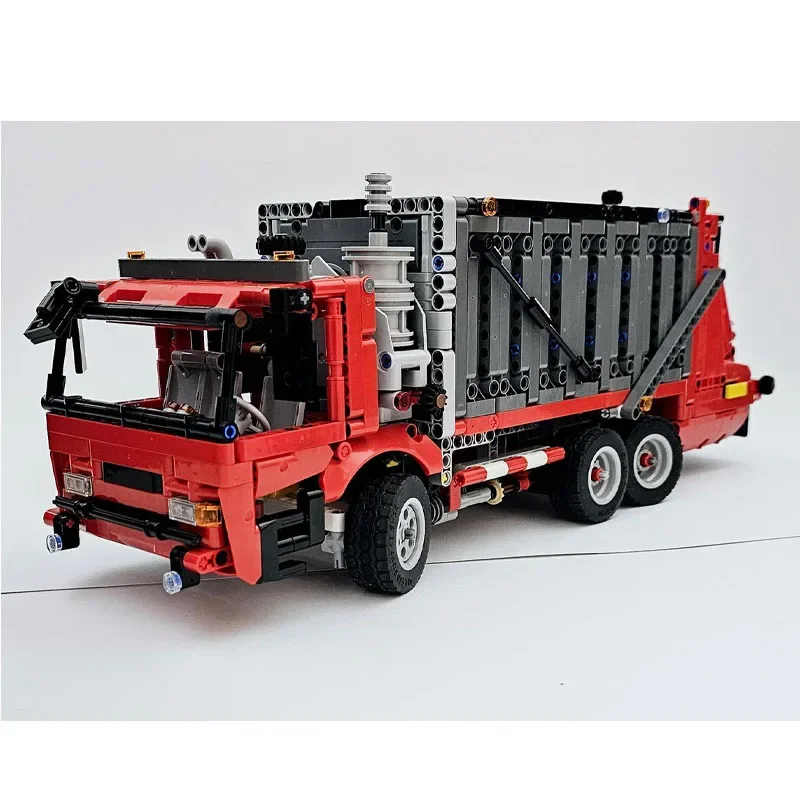 MOC-38031 Modello di blocco di costruzione di camion della spazzatura per servizi igienico-sanitari urbani, 1692 pezzi, regalo giocattolo per ragazzi e bambini