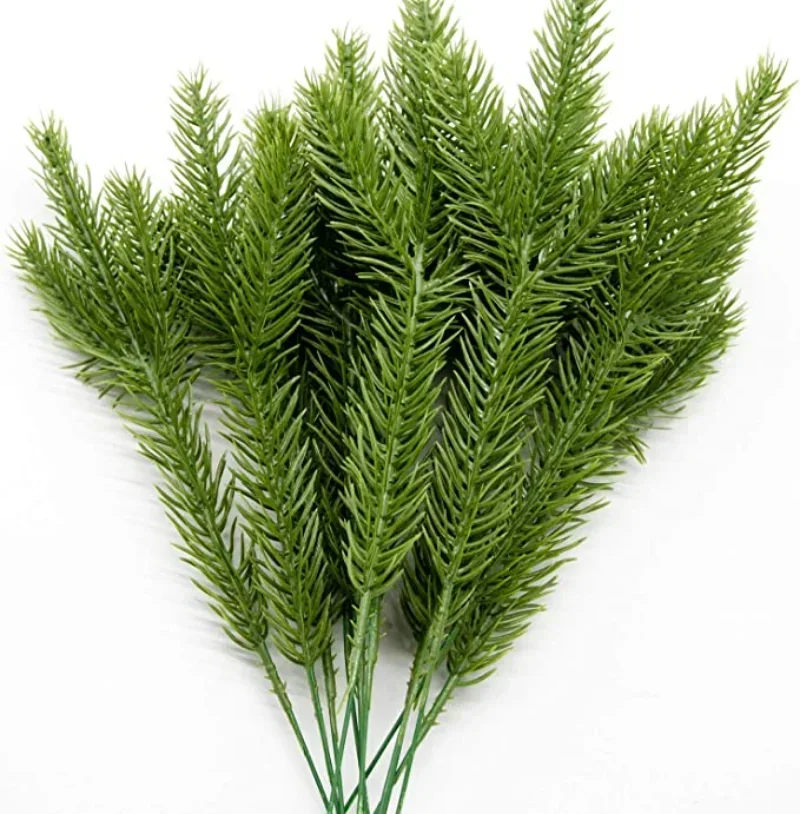 10-100PCS Weihnachten Künstliche Zweige Gefälschte Pflanzen Kiefer Nadeln Kranz Rebe Rattan für Weihnachten Baum Geschenk Box Blumen dekoration – Detail 2