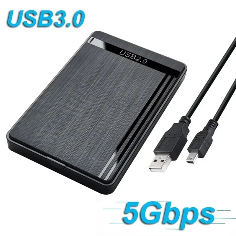 Boîtier de disque dur SATA 2,5 pouces vers USB 3.0, boîtier de disque dur mobile pour SSD, boîte de stockage externe avec câble USB3.0/USB2.0/Type C