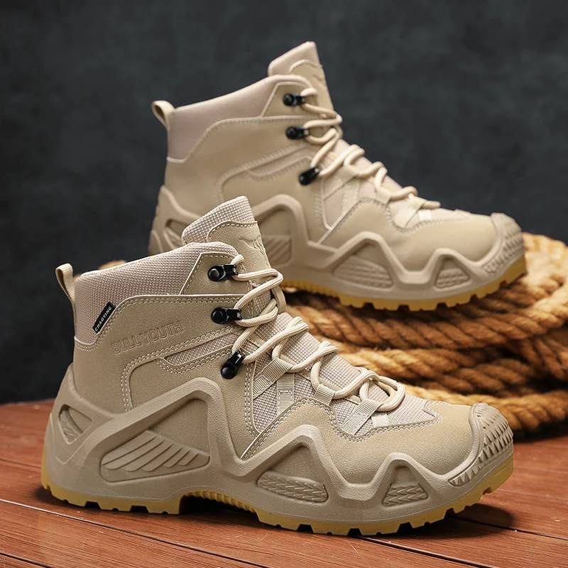 

Men's High-Top Boots Autumn Sports Anti-Slip Outdoor Travel Mountain Climbing Workwear Boots Faionable Korean Sle