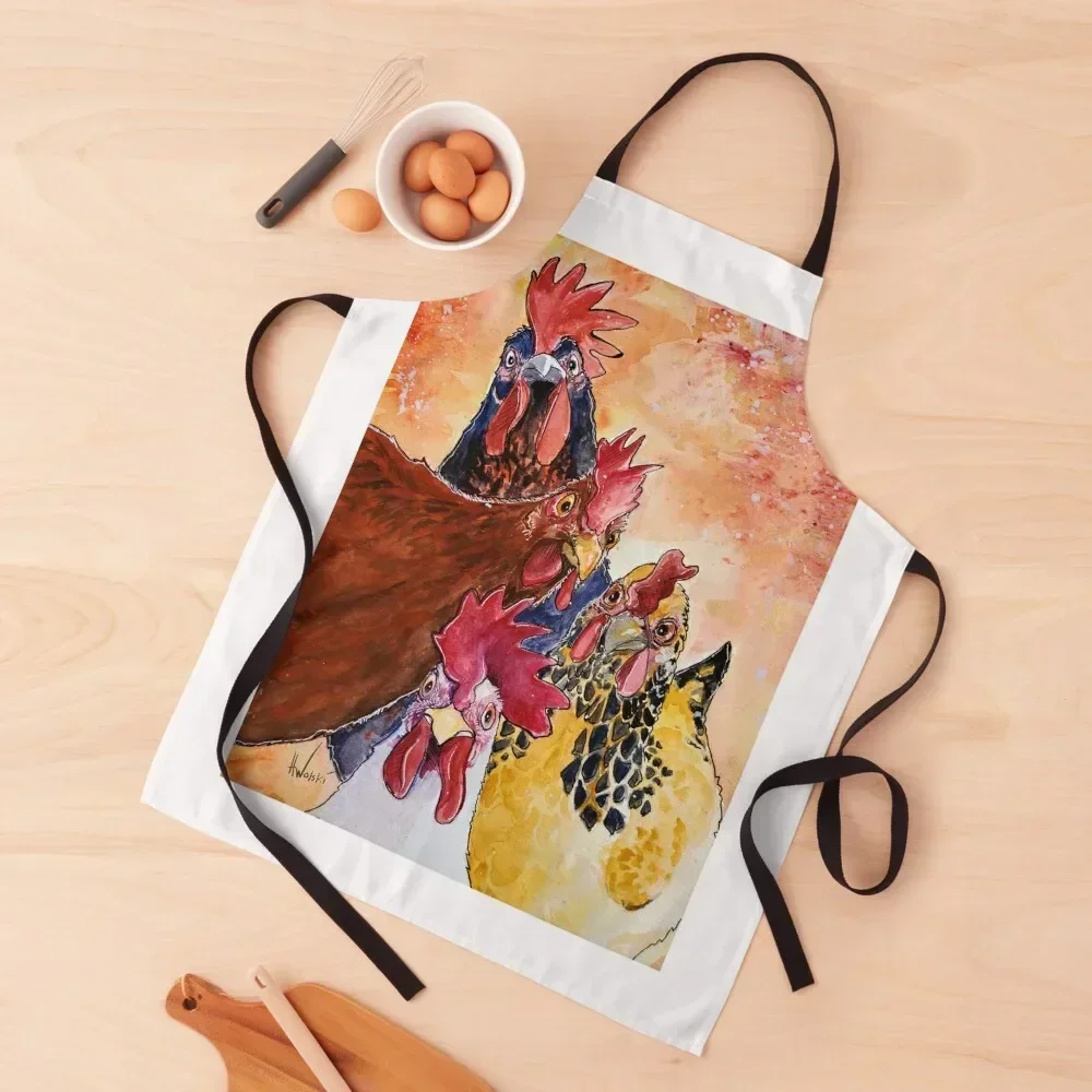 

Colorful Hens, "Gossip Gals", Beautiful Chickens Apron Household Items Useful Utensils For Kitchen Salon home women Apron