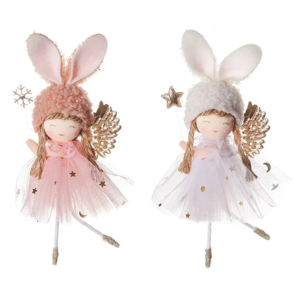 Cartoon Christmas Rabbit Ears Angel Dolls Festival Cute Angel Girl Hanging Pendant Handmade Christmas Tree Decoration