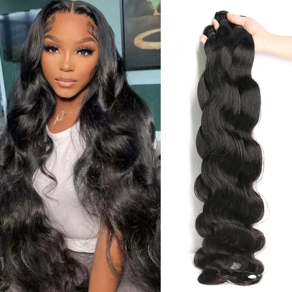 Body Wave Bundles Human Hair Extension For Black Women Human Hair Weave Bundles Natural Black Hair Bundles 1/3/4 Piece Wave Hair