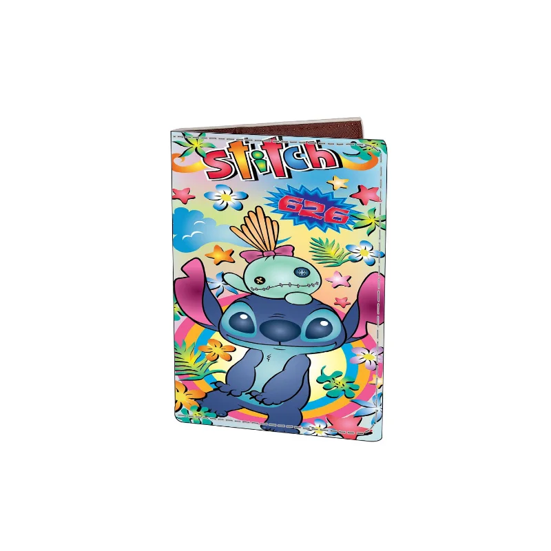 Disney Stitch Passport Storage Bag Fashion PU Leather Travel Passport Holder Wallet Portable Document Passport Protective Clip