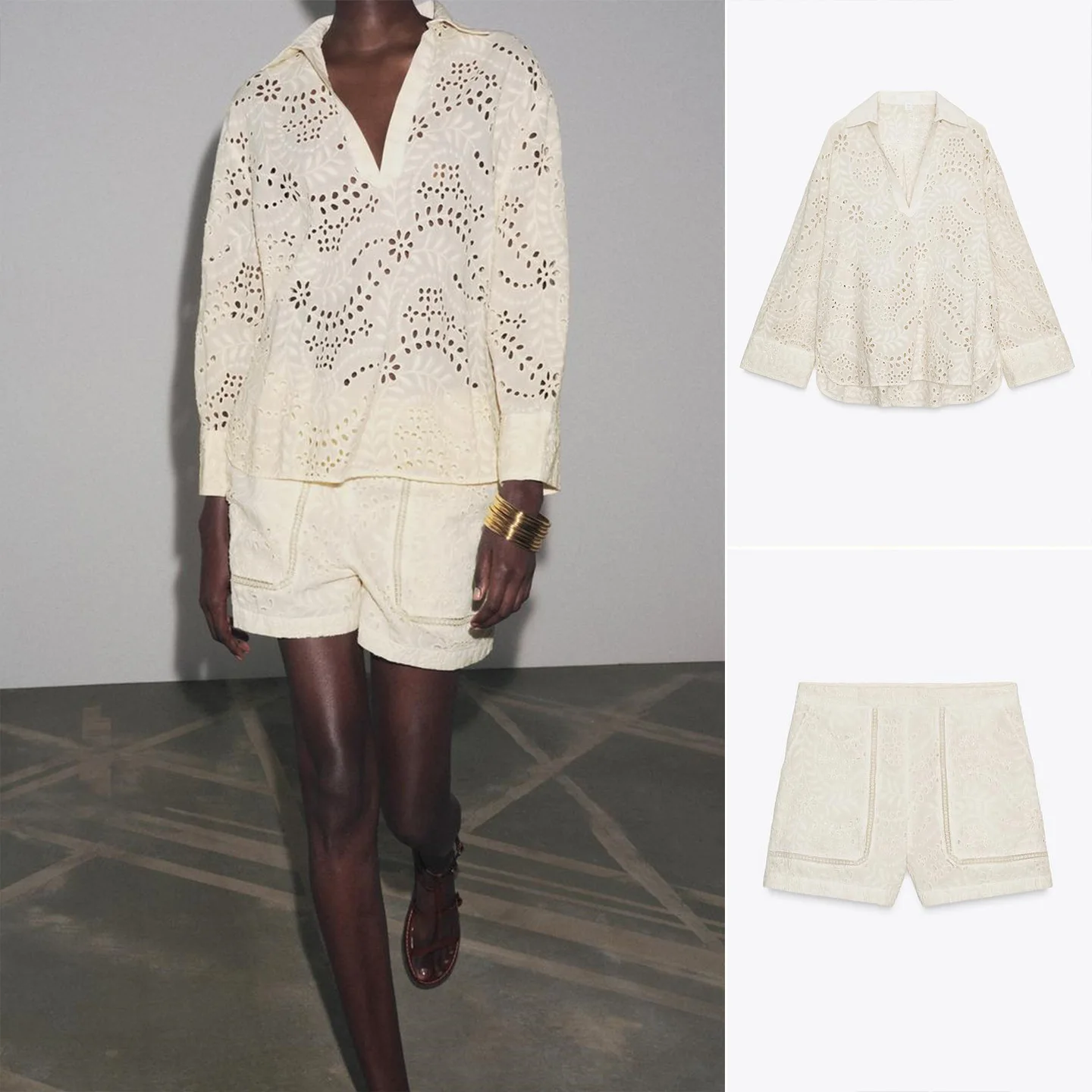 مختلط القطن المطرزة الجوف خارج عادية irt V-Ne ort السراويل النسائية الصيف رقيقة البوليستر طويلة Sve غير غرق