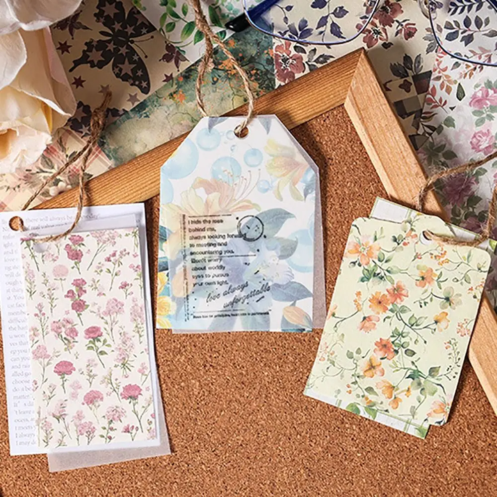 100 Uds. Notas no adhesivas con temática de vid y flores portátiles, notas de mensajes de papelería no adhesivas, Bloc de notas DIY