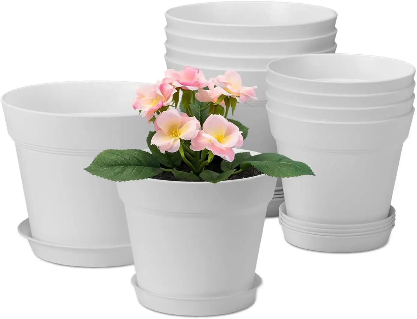 

Plant Pots,6/7.5 Inch Flower Pots for Plants Plastic Planters for Indoor with Multiple Drainage Holes and Trays, for All