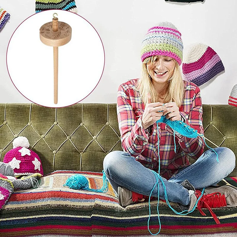 Drop Spindle Yarn Tool,Wooden Hardwood Spinner Wheel for Beginners & Advanced, Perfect for Yarn Making and Sewing-A62I - view 5