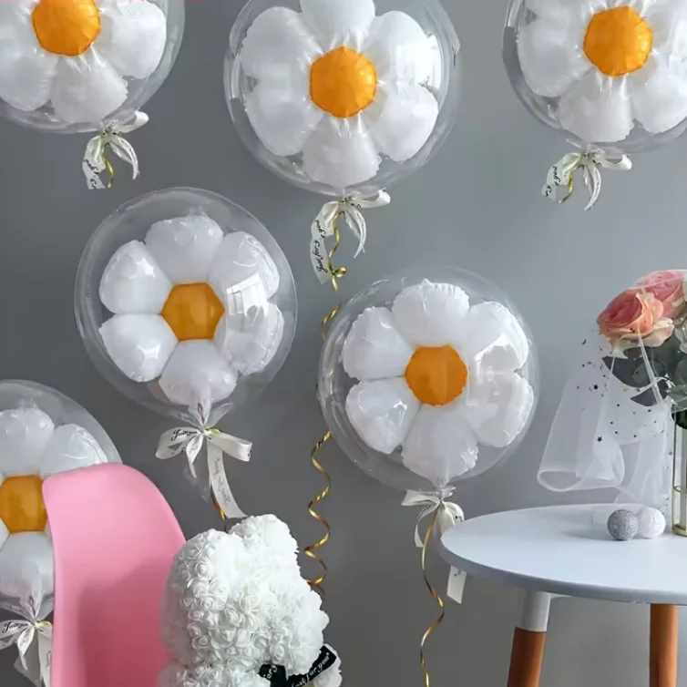 PAV فقاعة ديزي زهرة الألومنيوم احباط بالونات لعيد ميلاد الزفاف استحمام الطفل لوازم ديكور الحفلات يدعم نفخ الهيليوم