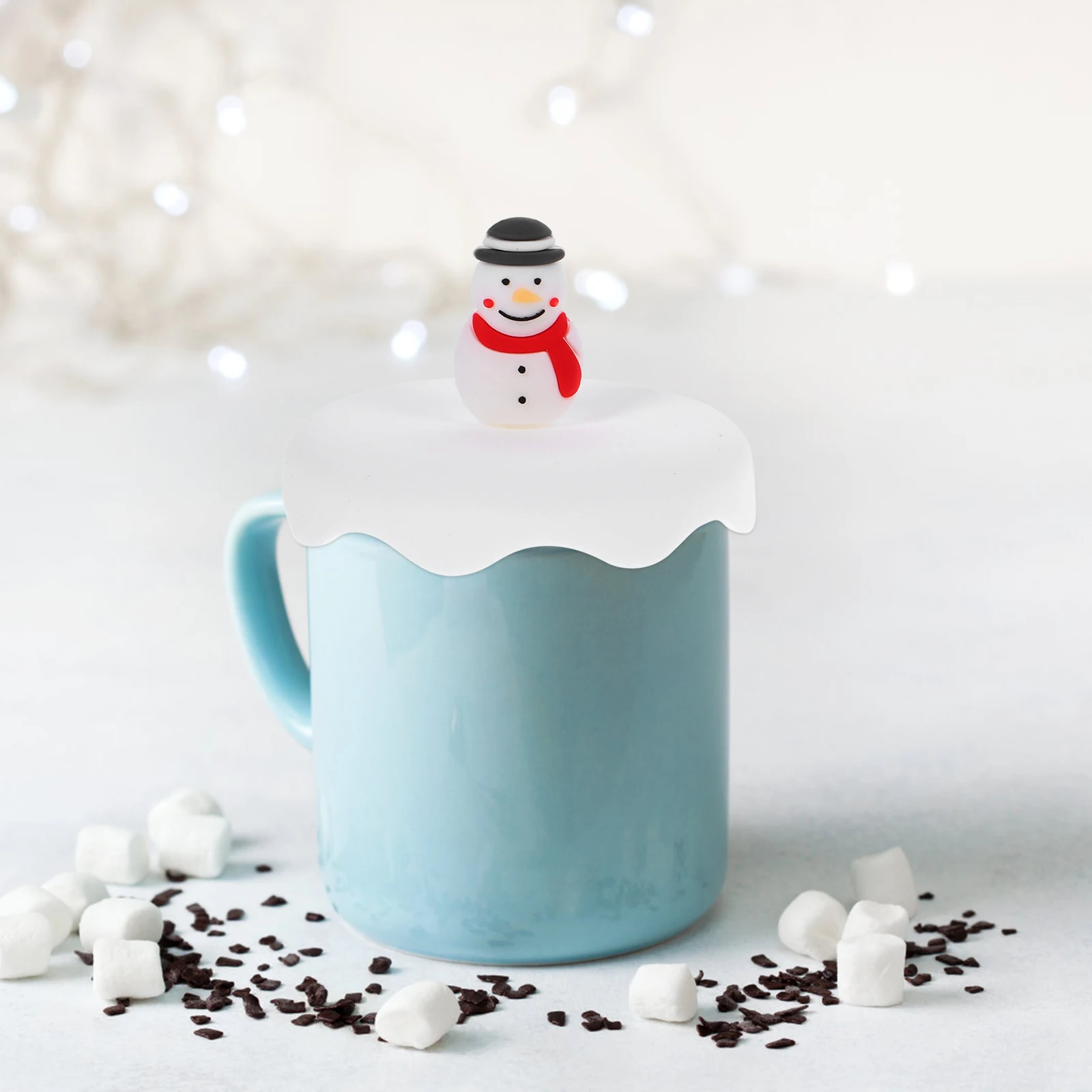 

2 Pcs Anti-spill Silicone Cup Lid Snowman Cover Toddler Airplane Silica Gel Child