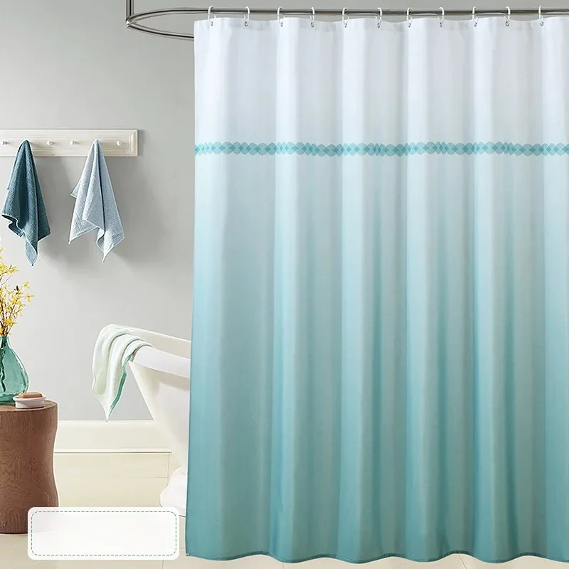 Shower Curtain Gradient Various Color Water Resistant for Toilet Bathroom Curtains 200cm Modern Style with Hooks Mildew Proof - view 4