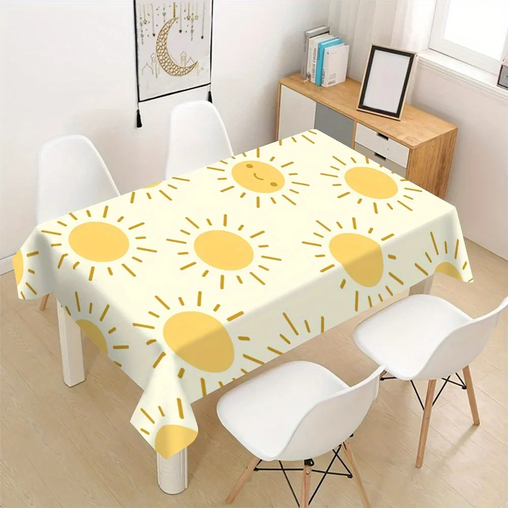 One fresh theme cartoon sun-printed polyester tablecloth - suitable for restaurants