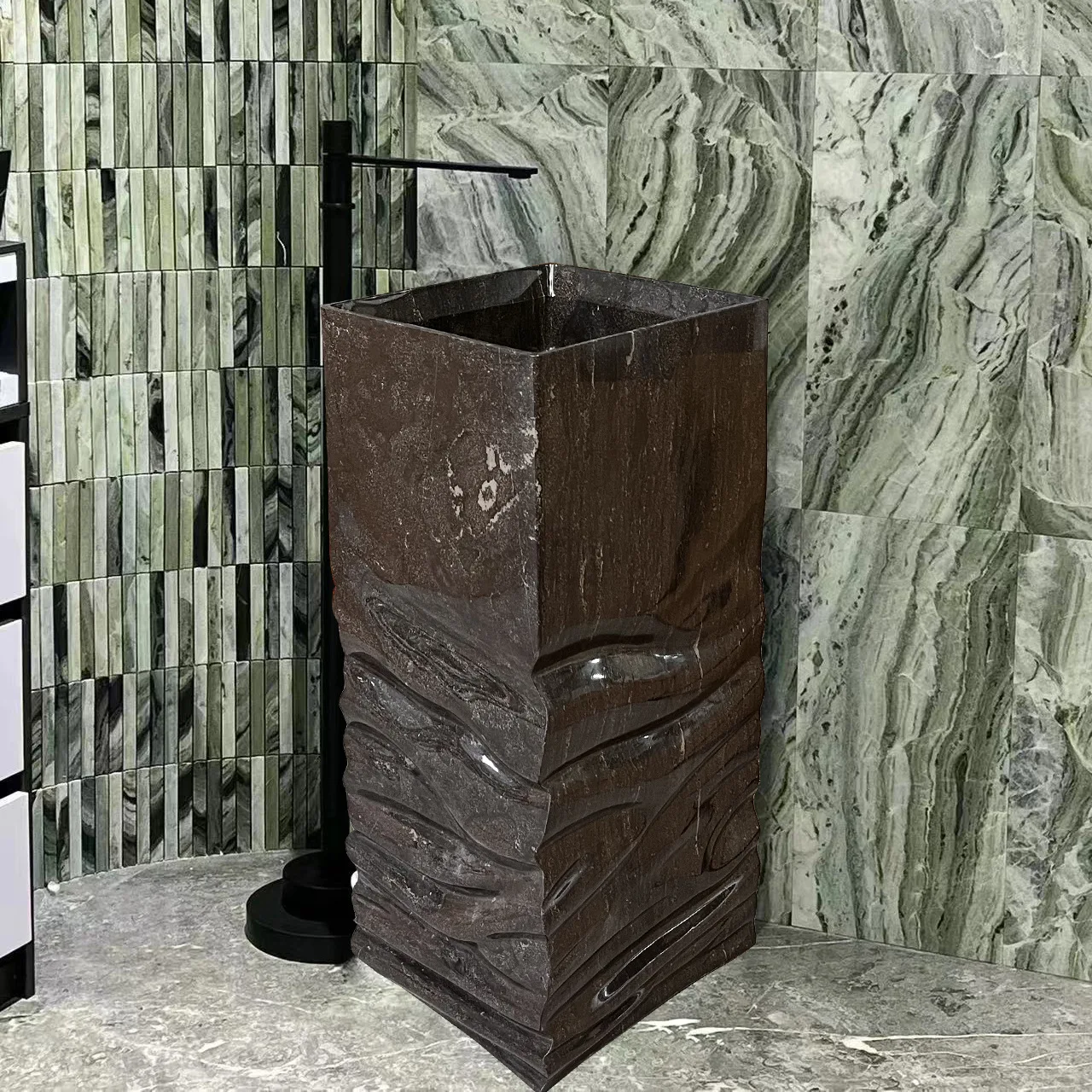 Marmeren gerimpelde golven geïntegreerd, kolomwastafel, wastafel