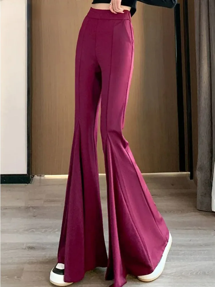 

Women Boot Cut Trousers Sexy High Waist Big Flare Pants Vintage Pantalones Fashion Korean New Legging Spodnie Strech Broek