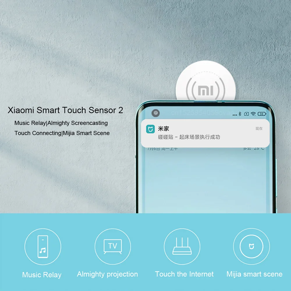 Смарт-датчик касания Xiaomi Mijia, сенсорное реле с проекционным экраном для умного сцены, подключение к сети, для приложения Mi Home