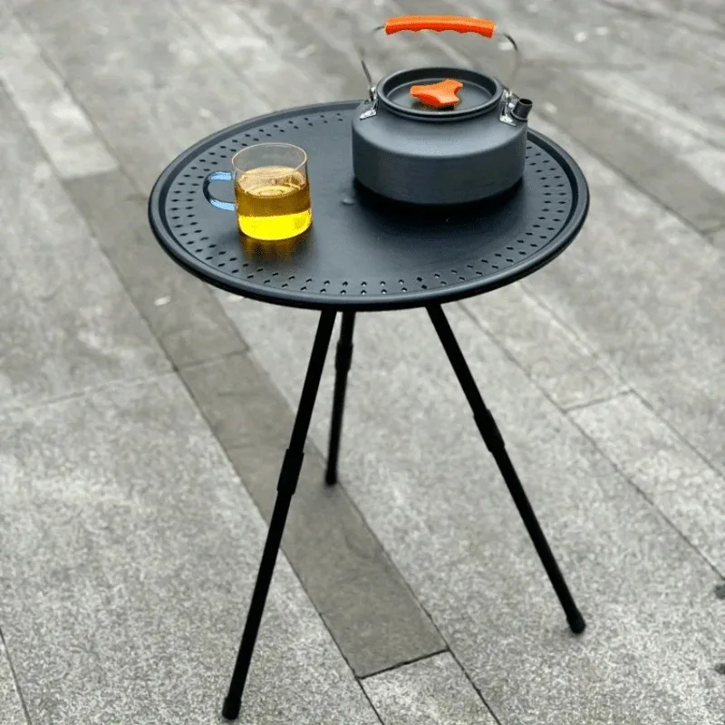 Outdoor Portable Folding Table Ultra Light Camping Triangular Support Small Round Table Adjustable   Chair Simple Tea