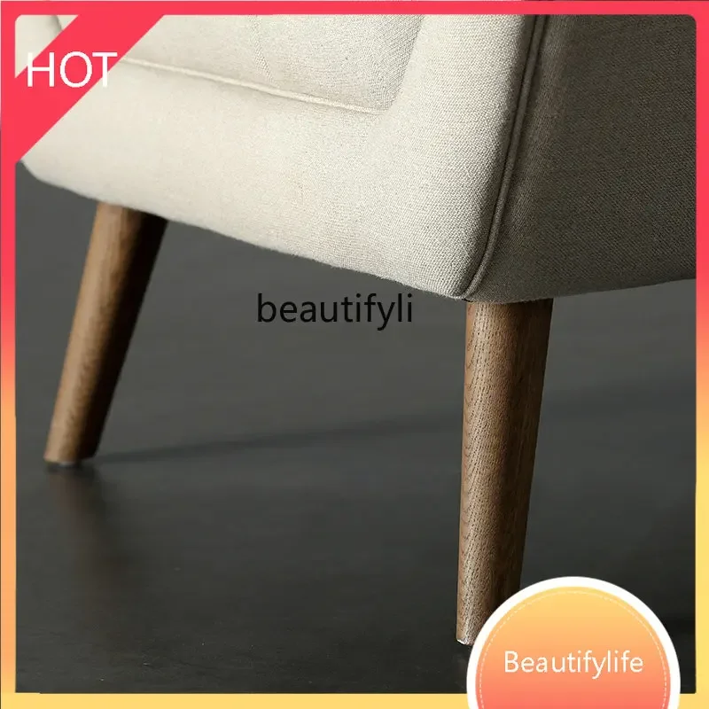 

yj Скандинавский льняной художественный диван, одиночный диван, кресло для отдыха, подставка для ног, стул для сна