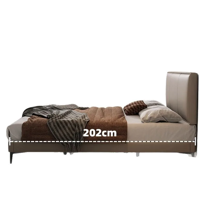 

Minimalist style master bedroom double widened thickened board high low bedside soft simple double