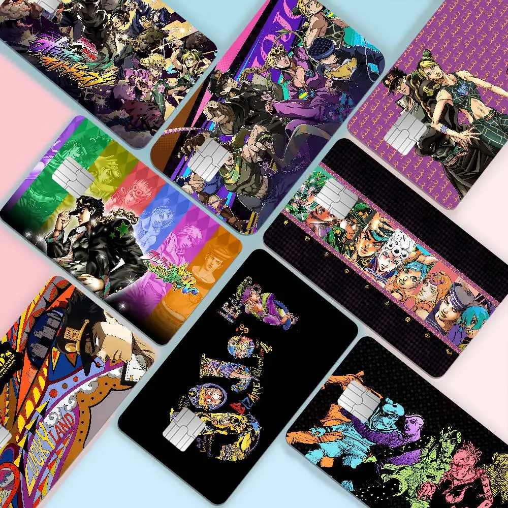 J-JoJo's Bizarre Adventure Anime Cartoon Bear Skin Sticker Film Tape Case for Big Credit Debit Card Front Side