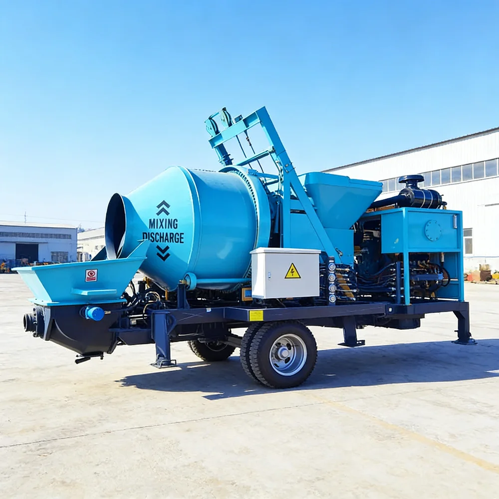Durable Automatic Concrete Pump with Heavy Duty Mixer and Long Distance Pipes for High Rise Building Projects