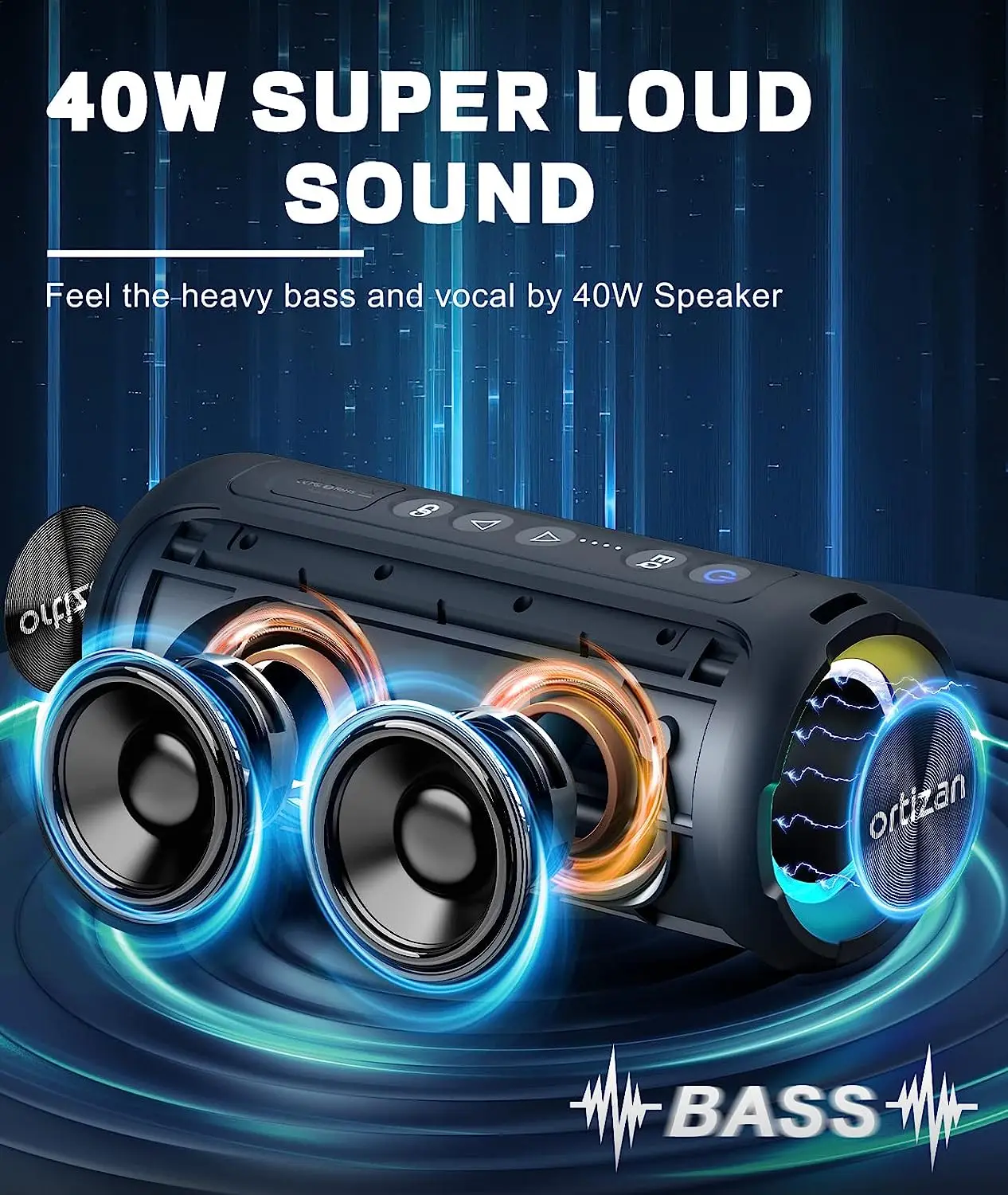 Ortizan X8 Pro Portable Party Speakers Bluetooth 5.3 Wireless ,40W Powerful Loud Sound Deep Bass,RGB LightS Show,TWS Pairing,IP7