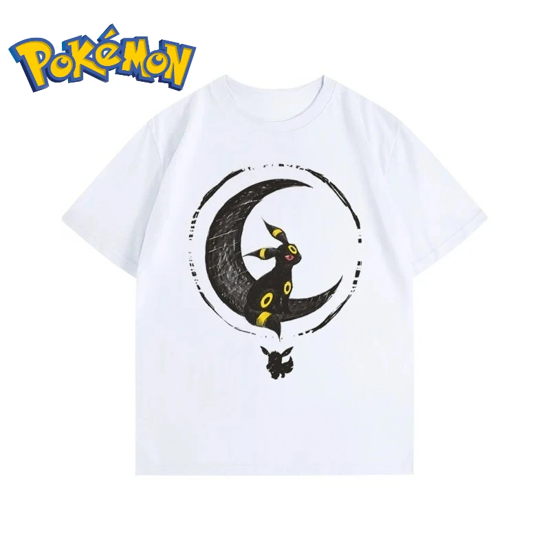 

Summer New Pokémon Cartoon Umbreon Printed T-Shirt Men's and Women's Y2K Harajuku Loose Casual Trend Versatile Short Sleeve Top