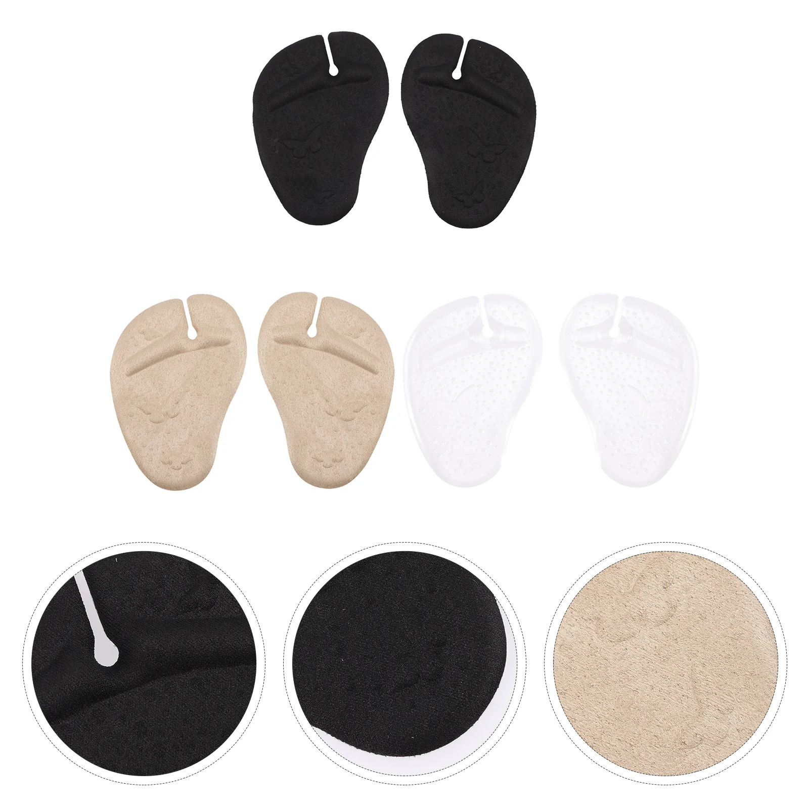 

3 Pairs Gel Forefoot Pads Silicone Insoles Adhesive Inserts Cushions Protective Anti Slip Comfort Toe Separator