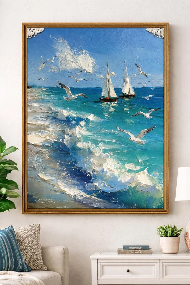 

500/1000/1200/2000PCS Jigsaw PuzzleCoastal Seaside Scene Home Family Activity Games for Gameroom Bedroom Home Decor Frameless