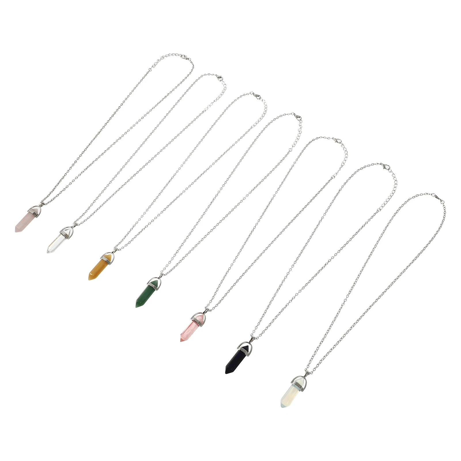

7Pcs Crystal Pendant Necklace Delicate Clavicle Chain Women Natural Jewelry Neck Decor Fashion Safe Durable Different