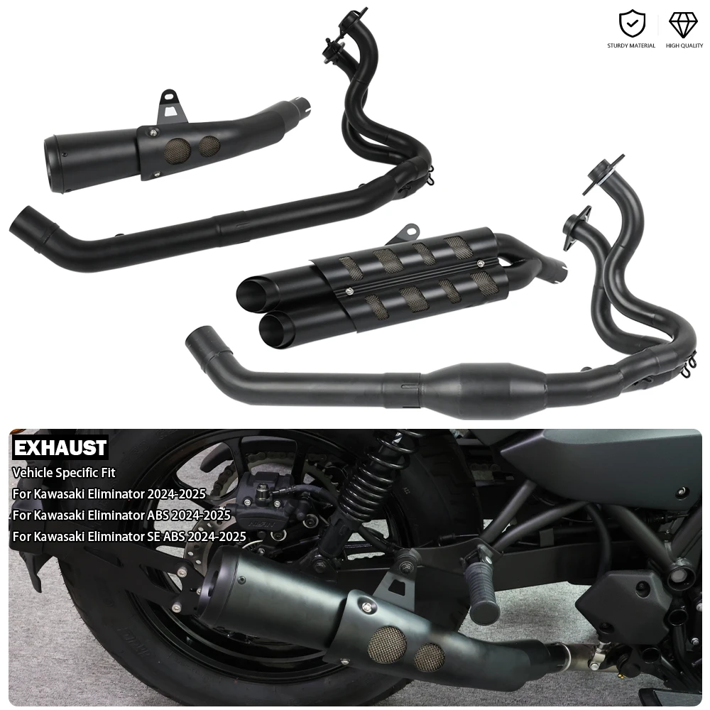 Motorcycle Exhaust Full System Front Pipe Mid-pipe Slip-On Muffler Kit Fit For Kawasaki Eliminator 500 SE ABS 2024 2025 2026