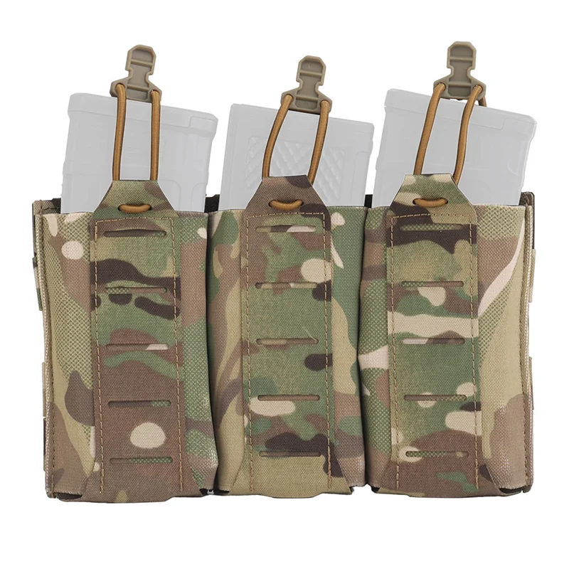 Triple Mag Pouch 5.56/7.62mm Lightweight Open Top Elastic MOLLE Mount Multi Caliber Field Use Hunting Vest Waist Gear Carrier