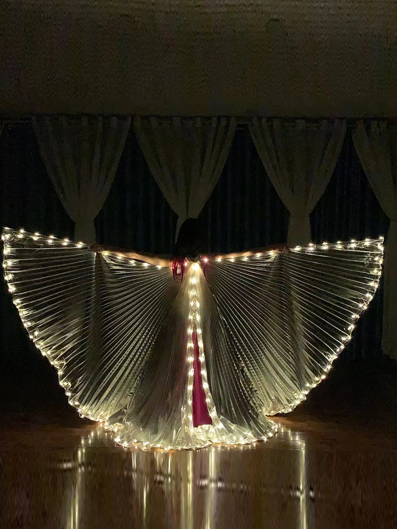 1 Set Led Split Cape Verlicht Vlindervleugels Mantel Voor Buikdans Halloween Danskostuums