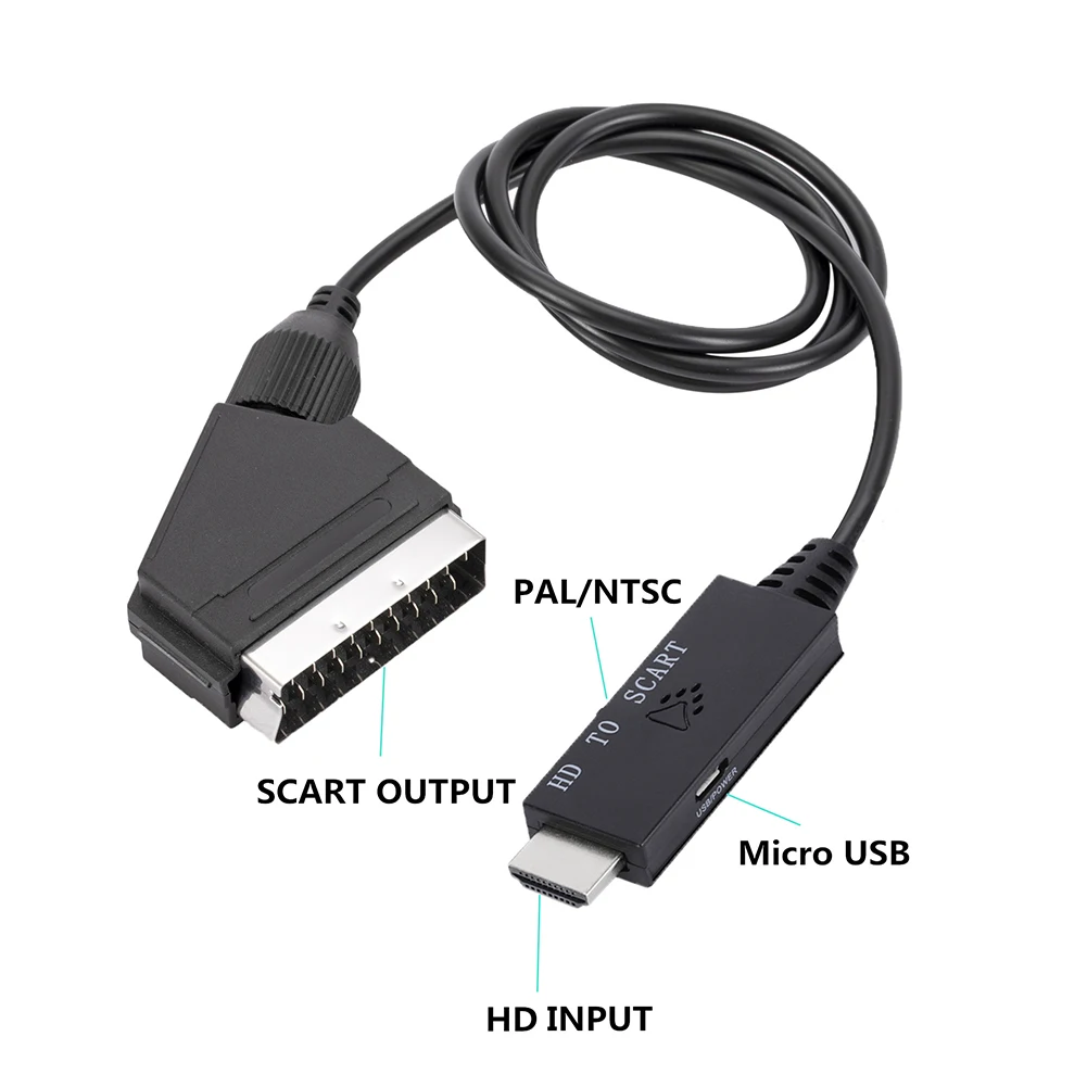 HD 1080p HDMI-kompatybilny z konwerterem Scart na wyjście wejściowe kompatybilne z HDMI Adapter do kabla Audio wideo dla HDTV/DVD