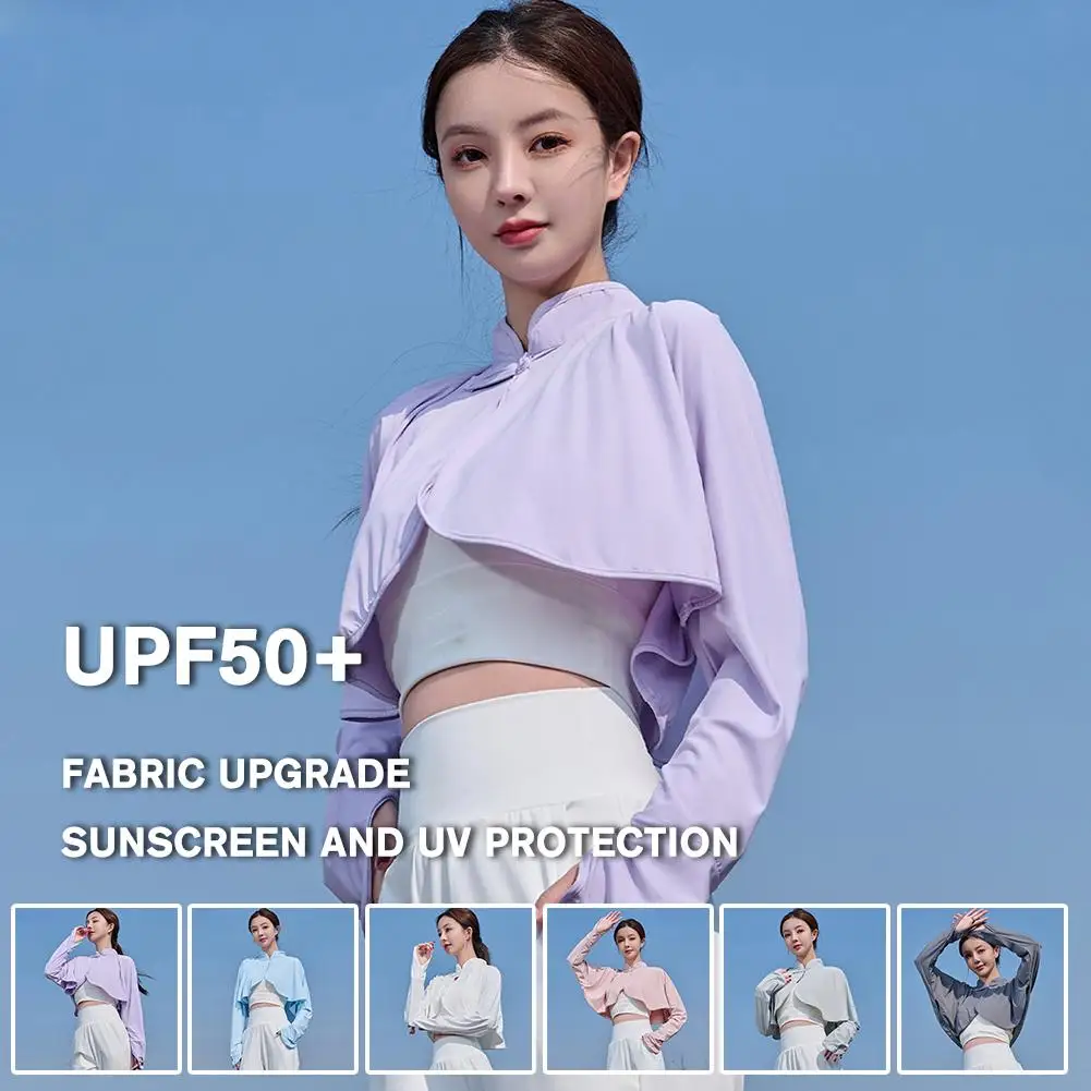 Camisa de protección solar de seda de hielo para mujer, protector solar transpirable, estilo ligero, protección Uv fresca, A7X7