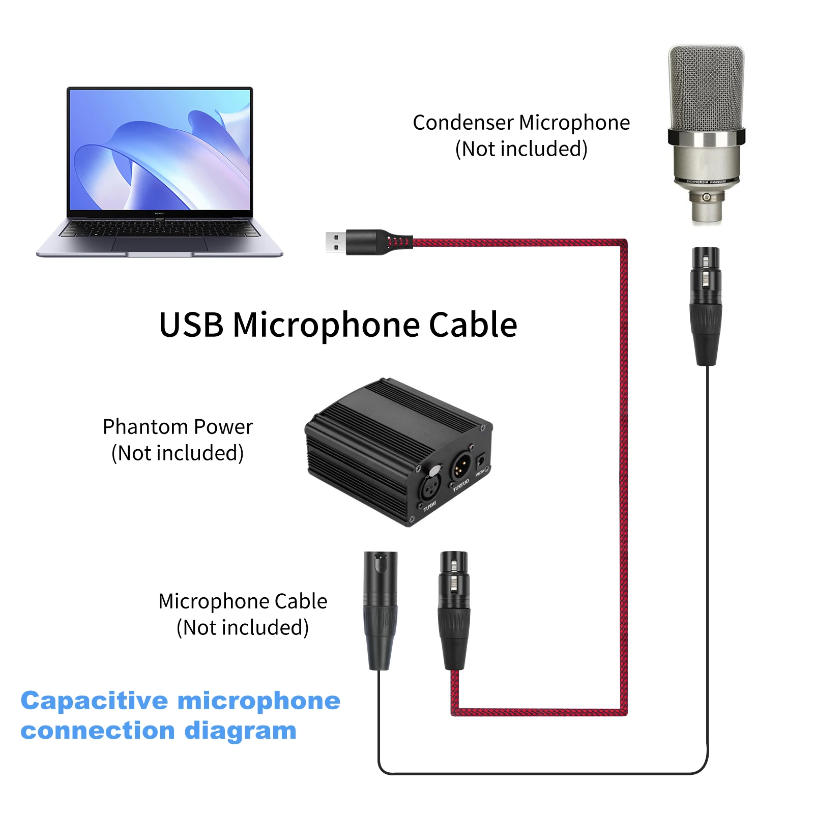 USB 남성 - XLR 여성 마이크 링크 변환 케이블, 마이크 또는 노래방 녹음용 USB 남성 - XLR 여성 케이블
